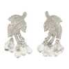 One Pair of 18k White Gold, Round Brilliant Diamond and Rock Crystal Tassel Earrings