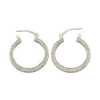 One large Pair of 18k White Gold and Round Brilliant Diamond Hoop Earrings