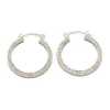 One large Pair of 18k White Gold and Round Brilliant Diamond Hoop Earrings - 2