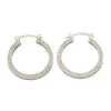 One large Pair of 18k White Gold and Round Brilliant Diamond Hoop Earrings - 3